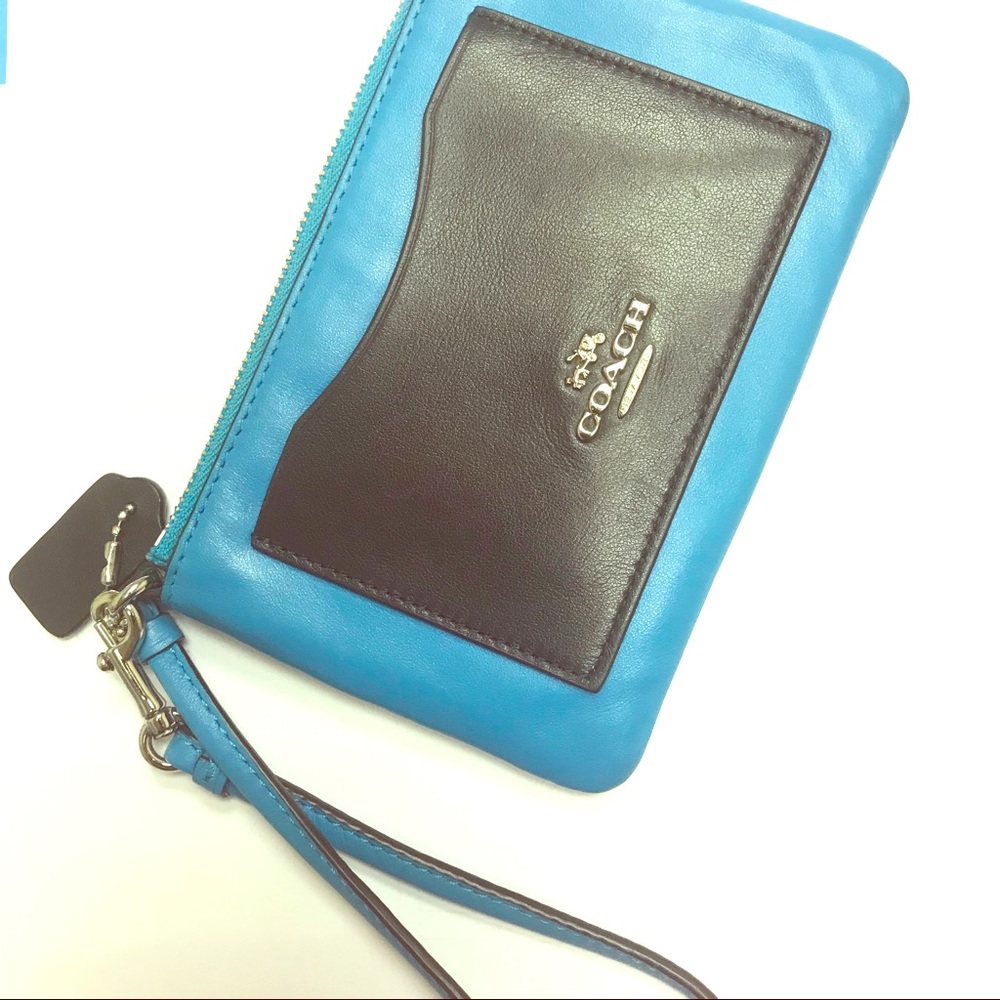 Coach Wristlet Wallet - Bright Blue Colorblock